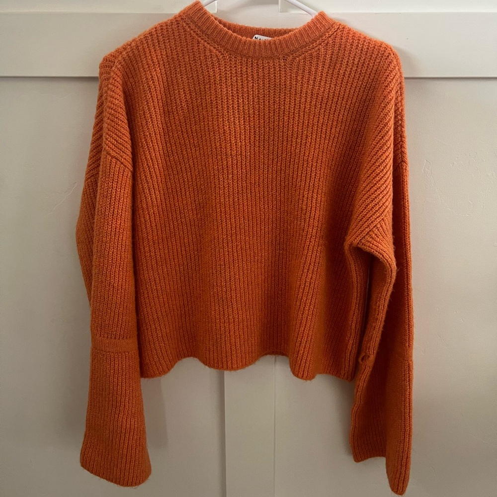 NA-KD Cropped Orange Knitted Sweater